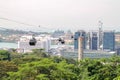 Aerial view of sentosa island is beautiful cable car and building at singapore Royalty Free Stock Photo