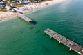 Aerial view of a seperated broken weathered pier in Fort Lauderdale, Florida