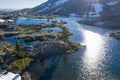 Aerial View of Serene Mountain Lake in Northern California Royalty Free Stock Photo