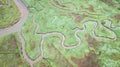 Aerial view of serpentine marsh