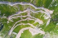 aerial view of Serpentine road in Albanian mountains Royalty Free Stock Photo