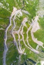 aerial view of Serpentine road in Albanian mountains Royalty Free Stock Photo