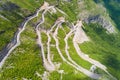 aerial view of Serpentine road in Albanian mountains Royalty Free Stock Photo