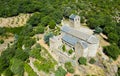 Aerial view of Serrabone Priory building, France Royalty Free Stock Photo