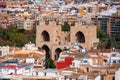 Aerial view of Serranos towers in Valencia, Spain