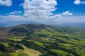 Aerial view of Sete Cidades at Lake Azul on the island Sao Miguel Azores, Portugal. Photo made from above by drone