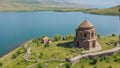 Aerial view of Sevanavank Monastery, an historic monastery complex with lake Royalty Free Stock Photo