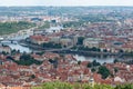 Aerial view of the seven bridges of Prague, from Perin Hill.