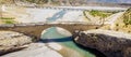 Aerial view of the Severan Bridge, Cendere Koprusu is a late Roman bridge, close to Nemrut Dagi and Adiyaman, Turkey Royalty Free Stock Photo