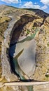 Aerial view of the Severan Bridge, Cendere Koprusu is a late Roman bridge, close to Nemrut Dagi and Adiyaman, Turkey Royalty Free Stock Photo