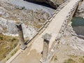 Aerial view of the Severan Bridge, Cendere Koprusu is a late Roman bridge, close to Nemrut Dagi and Adiyaman, Turkey Royalty Free Stock Photo