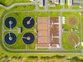 Aerial view of sewage treatment plant