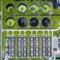 Aerial view of sewage treatment plant in Poland.