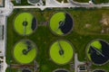 Aerial view of a sewage and waste water treatment works in the UK Royalty Free Stock Photo