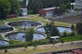 Aerial view of sewage water treatment plant Royalty Free Stock Photo