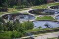 Aerial view of sewage water treatment plant Royalty Free Stock Photo