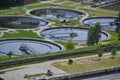 Aerial view of sewage water treatment plant