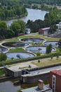 Aerial view of sewage water treatment plant