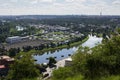 Aerial view of sewage water treatment plant Royalty Free Stock Photo