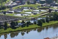 Aerial view of sewage water treatment plant Royalty Free Stock Photo