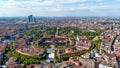 Aerial view of Sforzesco Castle in Milan Italy 6K