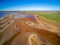 Aerial view of shallow salt lake Tyrrell. Royalty Free Stock Photo