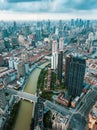 Aerial view of Shangai skyscrapers in China