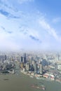 aerial view of Shanghai city skyline and modern skyscraper and H Royalty Free Stock Photo