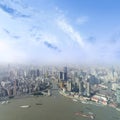 aerial view of Shanghai city skyline and modern skyscraper and H Royalty Free Stock Photo