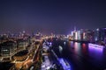 Aerial view of Shanghai city skyline at night Royalty Free Stock Photo