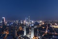 Aerial view of Shanghai city skyline at night Royalty Free Stock Photo