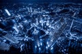 Aerial view of Shanghai Downtown, China. Financial district and business centers in smart city in Asia. Top view of skyscraper and