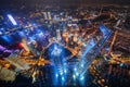 Aerial view of Shanghai Downtown, China. Financial district and business centers in smart city in Asia. Top view of skyscraper and Royalty Free Stock Photo