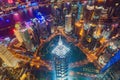 Aerial view of Shanghai Downtown, China. Financial district and business centers in smart city in Asia. Top view of skyscraper and Royalty Free Stock Photo