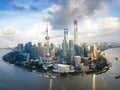 Aerial view of Shanghai modern skyscrapers in China