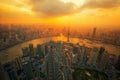 Aerial view of shanghai at night from jinmao building Royalty Free Stock Photo