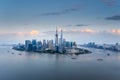 Aerial view of shanghai skyline at dusk Royalty Free Stock Photo