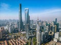 Aerial view of Shanghai skyline and modern buildings with the Huangpu River, China. Royalty Free Stock Photo