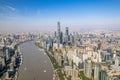 Aerial view of Shanghai skyline and modern buildings with the Huangpu River, China. Royalty Free Stock Photo