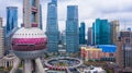 Aerial view Shanghai skyline and skyscraper, Shanghai modern city in China on the Huangpu River Royalty Free Stock Photo