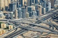 Aerial view of Sheikh Zayeg road interchange and buidings, United Arab Emirates Royalty Free Stock Photo