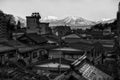 aerial view of Shibu onsen town and central alps Royalty Free Stock Photo