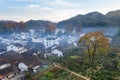 Aerial view of shicheng village in late autumn Royalty Free Stock Photo