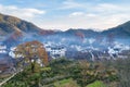 Aerial view of shicheng village in late autumn Royalty Free Stock Photo