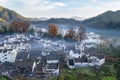 Aerial view of shicheng village in late autumn Royalty Free Stock Photo