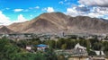 An aerial view of Shigatse, the second largest city in the region located halfway between Lhasa and Mount Everest Royalty Free Stock Photo