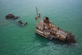 Aerial view of ship wreck near palmarin, Senegal