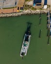 Aerial view of a ship wreck at Passignano sul Trasimeno, a lake near Perugia, Italy Royalty Free Stock Photo