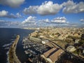 Aerial view of Ships anchoring at the Jaffa port