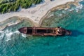 Aerial view of Shipwreck Dimitrios in Gythio Peloponnese, in Greece